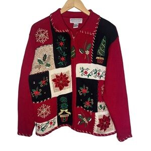 Vintage Knit Christmas Sweater Kitschy Tacky L